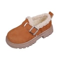 thumbnail image 1 of NOKIO Kids Winter Loafer Boots Fleec𝖾 Sherpa Lined Metal Buckle Decor Thick Lug Sole Suede Upper Non‑Slip Warm Indoor Outdoor Footwear for Boys Girls, 1 of 8