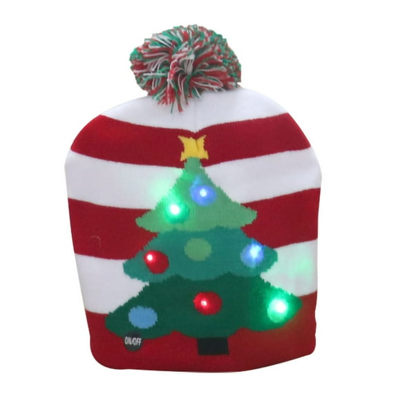 NOKIO LED Christmas Beanie Light up Christmas Hats, Unisex Winter Snow Hat Knitted Santa Claus Hat For Adults LED Light-up Christmas Hats Xmas Santa Hat Lights Flashing Cap