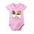 thumbnail image 1 of NOKIO Lace Romper Baby Girl Boys And Girls Bee Festival Gnome And Bee Cartoon Print I LOVE HONEY Print Honey Short Sleeved Crawl Clothes 0 To 24 Months Baby Ruffle Sleeve Jumpsuits, 1 of 3