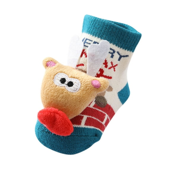 NOKIO Ladies' Cozy Slipper Socks Christmas Socks Fall Non-slip Socks Cotton Clothing With Grip Rubber, Animal Print Pattern Santa'S Workshop Themed Christmas Stockings For Women