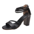 thumbnail image 1 of NOKIO Ladies Fashion Shoes Heel Sandals Summer Boho Style Heel Sandals Women's Chunky Low Heels Open Toe Block Heeled Dress Ankle Strap Pump Wedding Sandals, 1 of 8