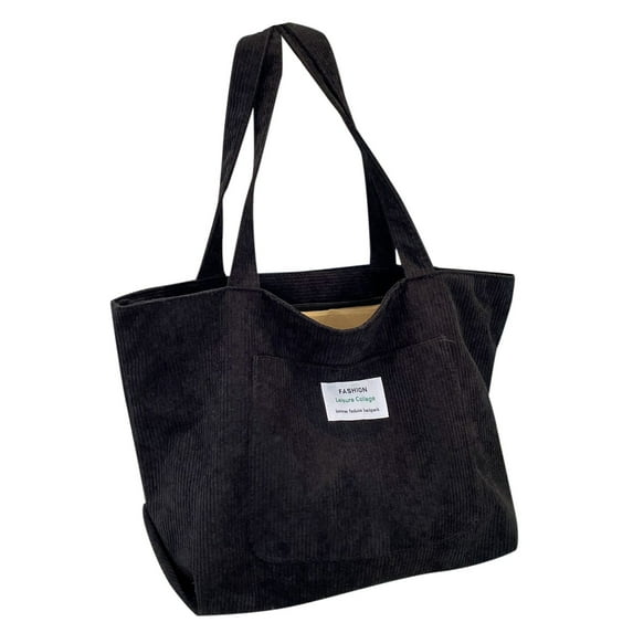 NOKIO Ladies One-Shoulder Canvas Tote, Female One-Shoulder Canvas Bag, Women'S Single Strap Crossbody Purse Letter Patch Decor Corduroy Shopper Bag Women Shoulder Bags Ladies Handbag Student Bag