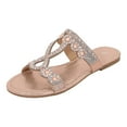 thumbnail image 1 of NOKIO Ladies Party Sandals Spring And Summer 2024 Sandals Round Head Flat Sandals Women's Rhinestone Large Size Sandals Party Shoes, 1 of 8