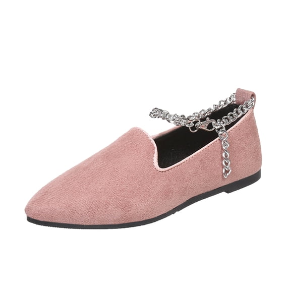 NOKIO Ladies Women'S Suede Loafers Stylish Women'S Ankle Strap Flats Women'S Pointed Flats Fashion Solid Color Suede Pointed Ankle Buckle Shallow Flat Casual Shoes