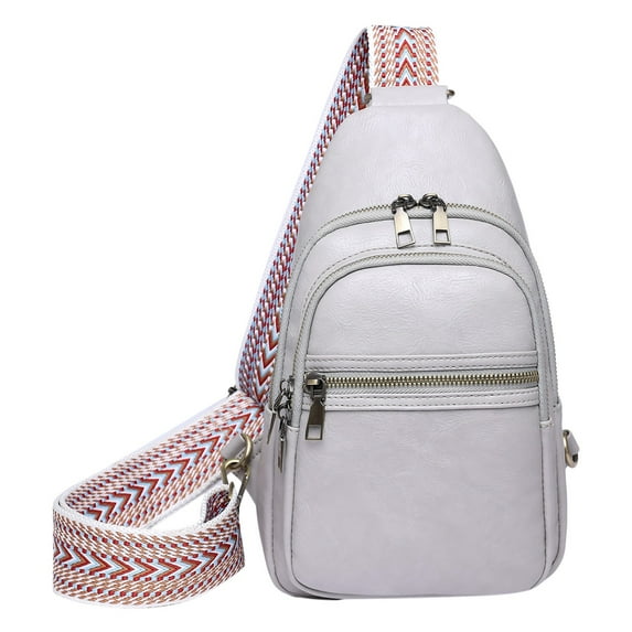 NOKIO Leather Crossbody Bag, Ladies Crossbody One-Shoulder Clutch Women Chest Bag Sling Bag Crossbody Leather Satchel Daypack For Lady Fashion Shoulder Strap