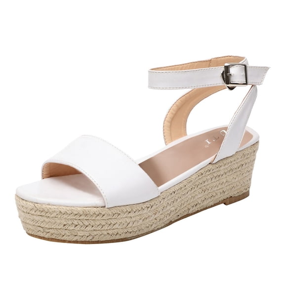 NOKIO Lightweight Women'S Flip Flops Women's Ladies Strap Ankle Buckle Platform Wedges Woven Sandals Roman Shoes