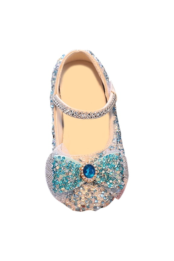 Little Girls' Mary Jane Sandals With Glitter Girls' Princess Sandals Girls Dress Shoes Cute Bow Mary Jane Shoes Ballerina With Satin Ankle Tie For Wedding Birthday Party