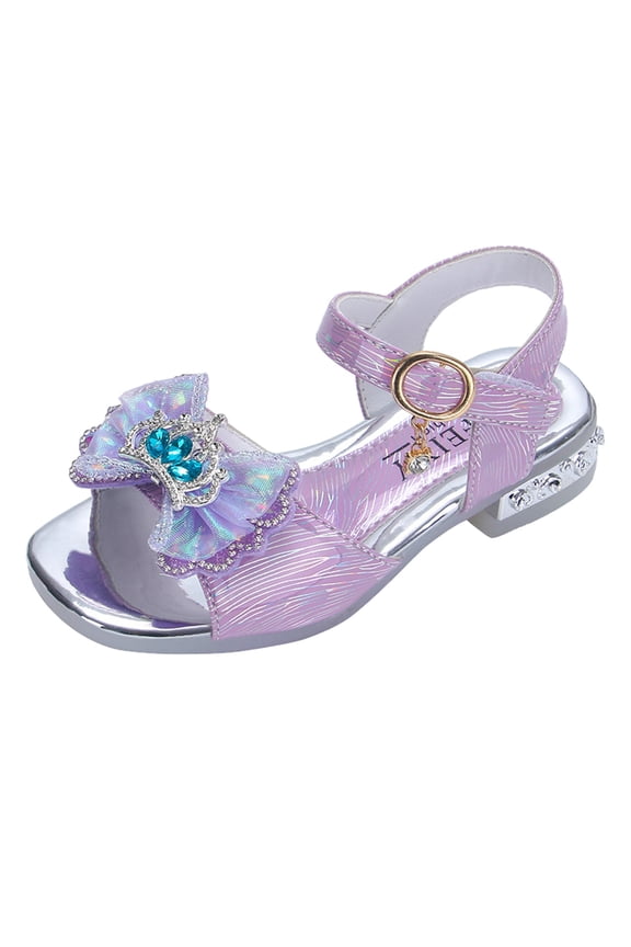 Little Girls' Modern Sandals Children'S Trendy Sandals Children Shoes Fashion Thick Soles With Diamond Butterfly Sandals Summer Open Toe Student Dance Princess Shoes