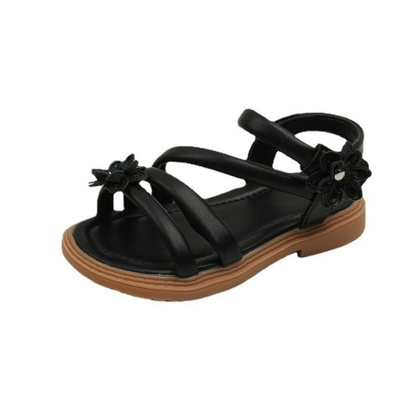 NOKIO Little Girls' Strappy Sandals Kids' Sport Sandals Girls' Classic Flats Kids Girls Sandals Casual Open Toe Flower Design Light Weight Adjustable Straps Summer Little Child/Big Kids