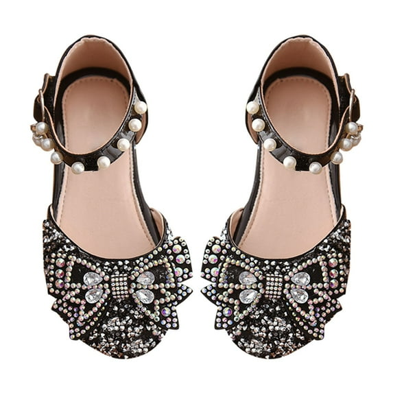 NOKIO Little Kid Girls Mary Jane Ballerina Shoes Ballet Shoes Wedding Party Dress Princess Junior Girls' Princess Pumps With Bow Accents Kids Princess Flower Girl Shoes With Butterfly