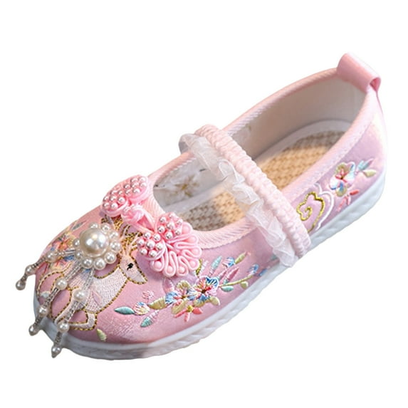 NOKIO Little Kid Girls Traditional Embroidered Hanfu Shoes New Girls Handmade Hanfu Shoes Children Embroidered Shoes Shoes Baby Antique Performance Shoes