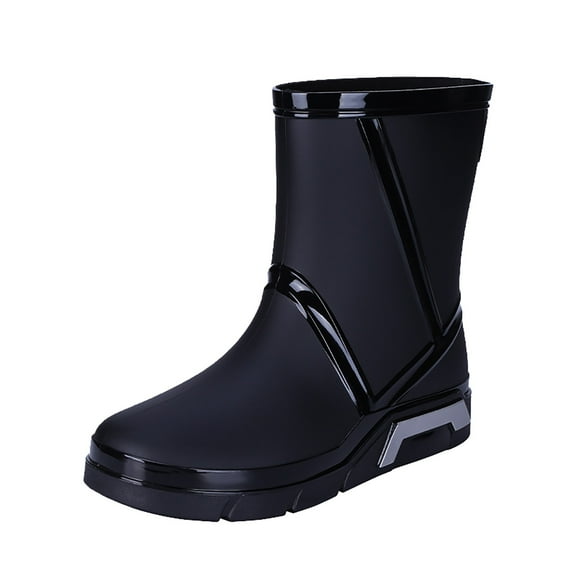 NOKIO Men'S Casual Outdoor Waterproof Short Men'S Casual Outdoor Waterproof Rubber Ankle Boots Men's Drawstring Elastic Mouth Rain Shoes Shoes Rubber Shoes Mid Calf Bottom Slip Oil Chef Shoes