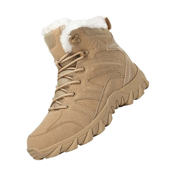 NOKIO Men'S Cozy Fur-Lined Snow Shoes Men'S Snow Boots Men'S High Top Snow Boots Fashion Casual Trainers Breathable Flat Casual Shoes Winter Padded Warm Men'S Boots Men'S Snow Country Boots