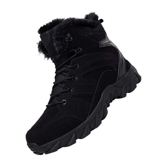 NOKIO Men'S Cozy Fur-Lined Snow Shoes Men'S Snow Boots Men'S High Top Snow Boots Fashion Casual Trainers Breathable Flat Casual Shoes Winter Padded Warm Men'S Boots Men'S Snow Country Boots