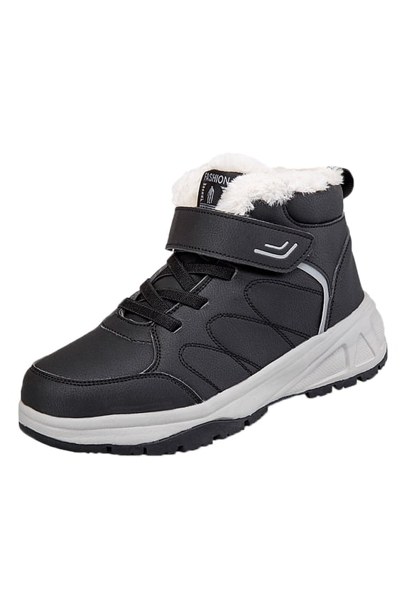 Men'S Fleece-Lined Snowfield High-Top Boots Couple Models Men's Middle Aged And Elderly Winter High Top Non Slip Soft Bottom Outdoor Walking Snow Boots Men'S Thermal Outdoor Shoes