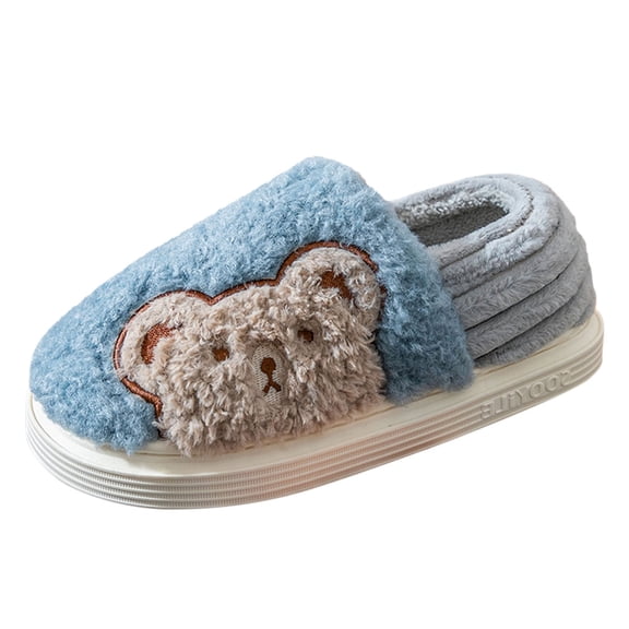 NOKIO Men'S Microfiber Slippers Men'S Quilted House Slippers Men Slippers Autumn And Winter Indoor Fashion Comfortable Cartoon Bear Thick Bottom Non Slip Warm Festive Christmas-Themed Men'S Slippers