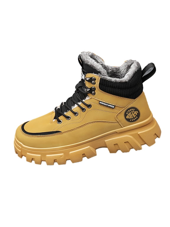 Men'S Padded Anti-Skid Winter Boots Men'S Cozy Fur-Lined Snow Shoes Couple Women Men Hiking Boot Shoes Cotton Short Shoes Snow Boots Men'S Insulated Outdoor Boots