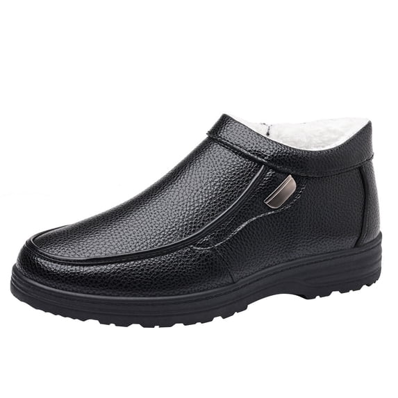 NOKIO Men'S Plush-Lined Frost-Resistant Boots Men's Snow Boots Fashion Casual Sneakers Breathable Flat Bottom Casual Shoes Winter Padded Warm Men's Boots Men'S Fur-Lined Casual Boots