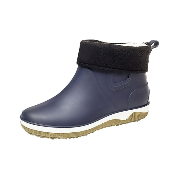 NOKIO Men'S Short Ankle Fleece-Lined Rain Boots Removable Fleece-Lined Rubber Rain Boots For Men, Men Rain Slip Casual Shoes Short On Boots Water Ankle Outdoor Fashion Men's Casual Shoes