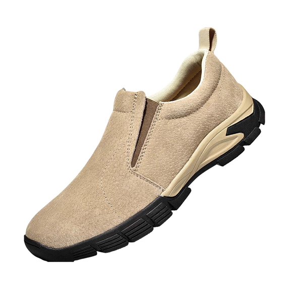 NOKIO Men'S Slip-On Athletic Shoes Men's Spring And Autumn Winter Injection Cowhide Shoes Lightweight Large Head Wear Protective Work Shoes Low Top Anti And Anti Stab Shoes