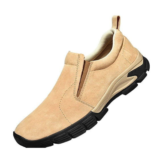 NOKIO Men'S Slip-On Athletic Shoes Men's Spring And Autumn Winter Injection Cowhide Shoes Lightweight Large Head Wear Protective Work Shoes Low Top Anti And Anti Stab Shoes