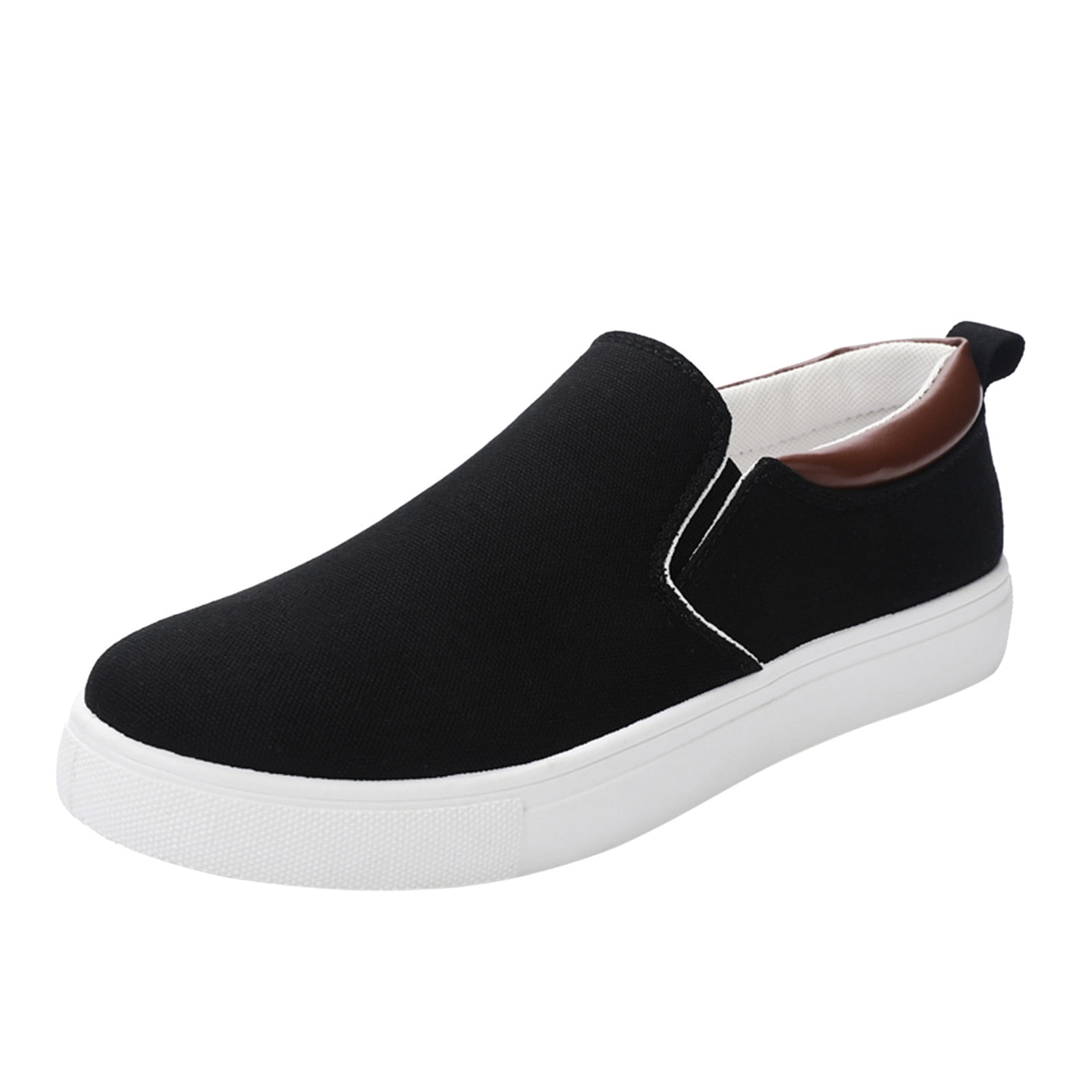 Pinky Blue Plaid Men's Slip-On Canvas Shoe (Black Sole)