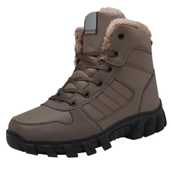 NOKIO Men'S Snowshoeing Fleece-Lined Boots Men's Winter High Top Workwear Versatile Warm Cold Proof Non Slip Cotton Shoes Comfortable Plus Velvet Thickened Snow Boots Men'S Waterproof Winter Shoes