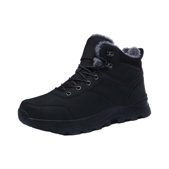 NOKIO Men'S Snowshoeing Fleece-Lined Boots Men'S Snow Boots Men'S High Top Snow Boots Fashion Casual Trainers Breathable Flat Casual Shoes Winter Padded Warm Men'S Boots Men'S Winter Hiking Boots