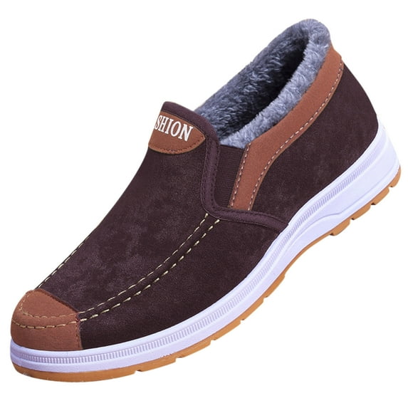 NOKIO Men'S Warm Fleece-Lined Winter Shoes Fashion Winter Men Snow Boots Round Toe Thick Soles Slip On High Top Colorblock Plush For Warm Men'S Insulated Outdoor Boots