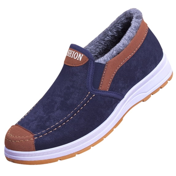 NOKIO Men'S Warm Fleece-Lined Winter Shoes Fashion Winter Men Snow Boots Round Toe Thick Soles Slip On High Top Colorblock Plush For Warm Men'S Insulated Outdoor Boots