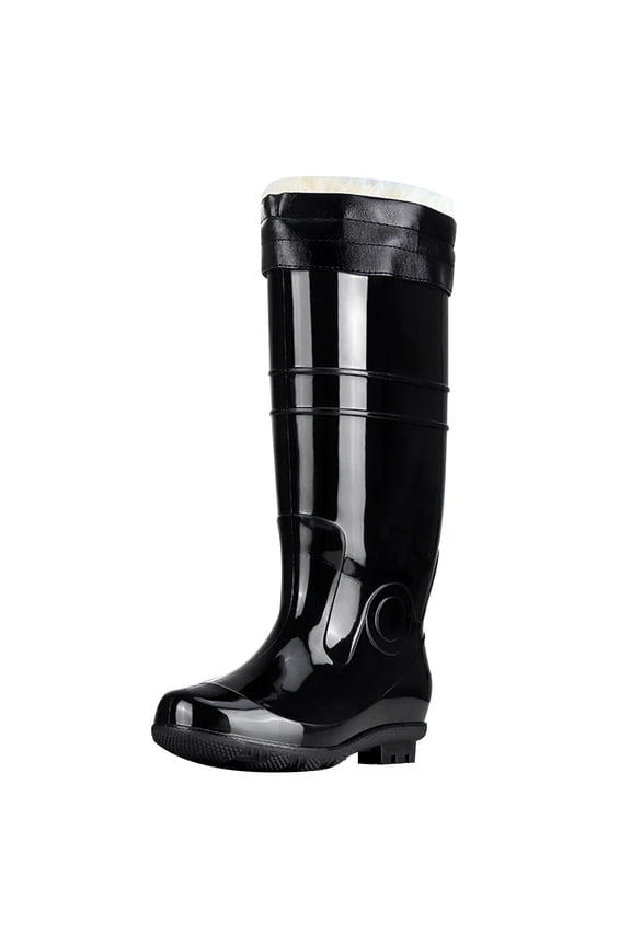 Men'S Washable Long Winter Boots Removable Fleece-Lined Rubber Rain Boots For Men Man Short Cotton Rainboots Rubber Boots For Garden Man Rain Footwear Rain Shoes