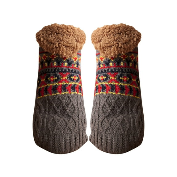 NOKIO Men'S And Women'S Christmas Slippers Socks With Soft Comfortable Wool Lined Socks Warm And Fluffy Non Slip Socks In Winter Candy Cane Stripe Christmas Stockings For Women