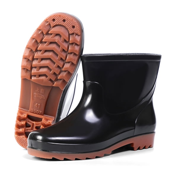 NOKIO Men's Ankle Rainboots Wate𝗋proof Anti-Slipping Fishing Shoes Comfortable Res𝗂st𝖺𝗇𝗍 Rubber Booties Soft Sole Wide Toe Garden Boot for Rain Day Work