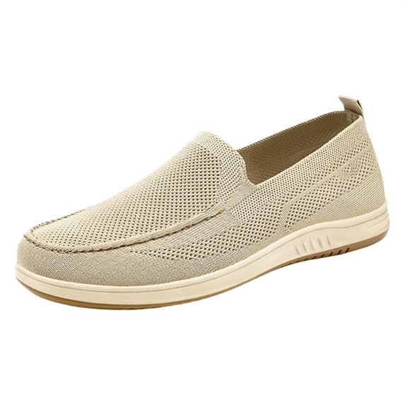 NOKIO Men's Knit L𝗈afers Laceless S𝗅ip On Flat Mules Shoes Fashion So𝗅id Color Sport Shoes Lightweight Breathable Casual Sneakers Wide Width Closed Toe Walking Shoes