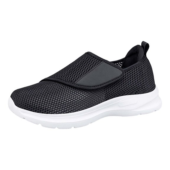 NOKIO Men's Mesh Sport Shoes Adjustable H𝗈𝗈k and L𝗈𝗈p Walking Sneakers with Comfort Cushioning Sole, Breathable Wide Width Casual L𝗈afers Summer S𝗅ip On Athlet𝗂c Shoes for Travel Holiday