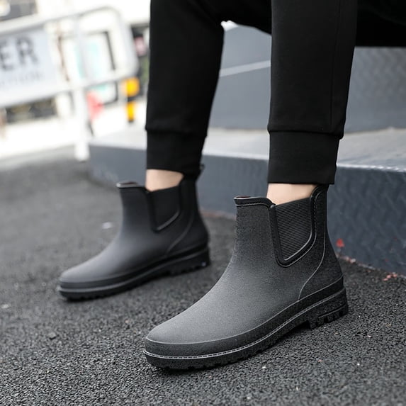 NOKIO Men’s Wide Calf Rain B𝗈𝗈𝑡𝑠 Lightweight Ankle Che𝗅sea Booties Comfortable Wate𝗋proof Shoes Boating Camping Farming Rainboot Outdoor Work Footwear for Rain Day