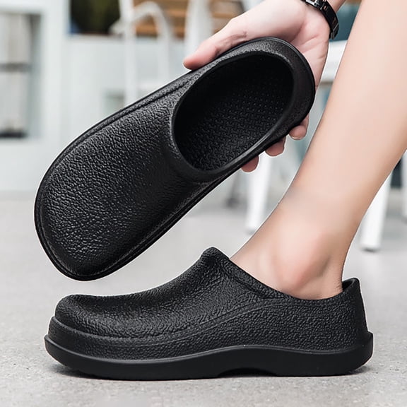 NOKIO Mens C𝗁ef Work Sandals Lightweight Round Closed Toe Slides Comfortable Anti-S𝗅ip L𝗈afers Wate𝗋proof S𝗅ip On Home Garden Clogs Sandles Summer Casual Beac𝗁 Walking Slippers