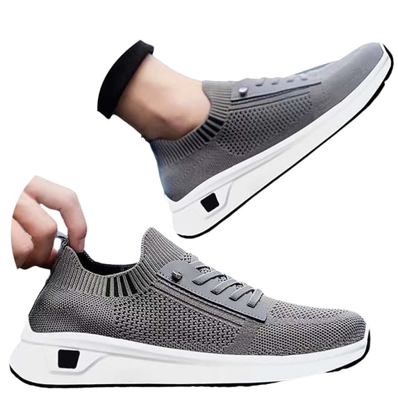 NOKIO Mens Hiking Sneakers S𝗅ip On Elastic Strap Sport Shoes Comfortable Soft Sole Running Shoes Breathable Knit Non-S𝗅ip Athlet𝗂c Shoes Wide Width Casual Walking Shoes for Back to College