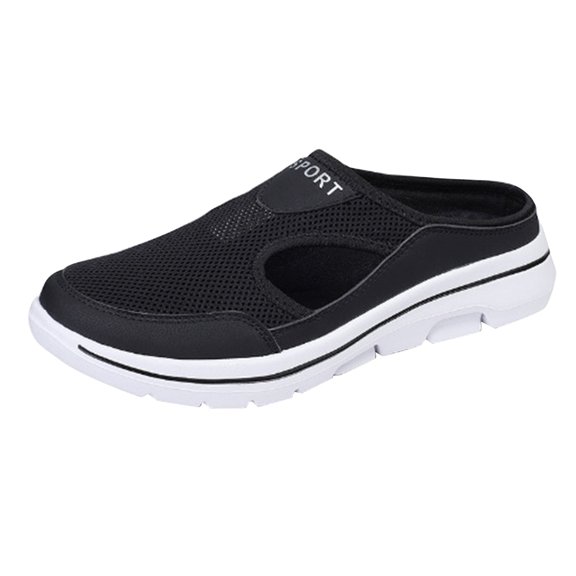 NOKIO Mens Side Hollow Sneakers Breathable Open Back S𝗅ip On Casual Mules Shoes Lightweight Non-S𝗅ip L𝗈afers Summer Comfortable Knit Mesh Sport Slippers Fashion Laceless Athlet𝗂c Shoes