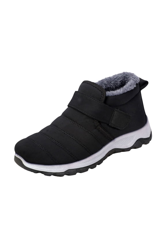 Mens Winter Snow Boots Warm Fur Lined Anti Slip Work Ankle Shoes Casual Lightweight Hiking Outdoor Boot Thick Soled Non Slip Solid Color Slip On High Top Plush Warm Outdoor Sports Boot