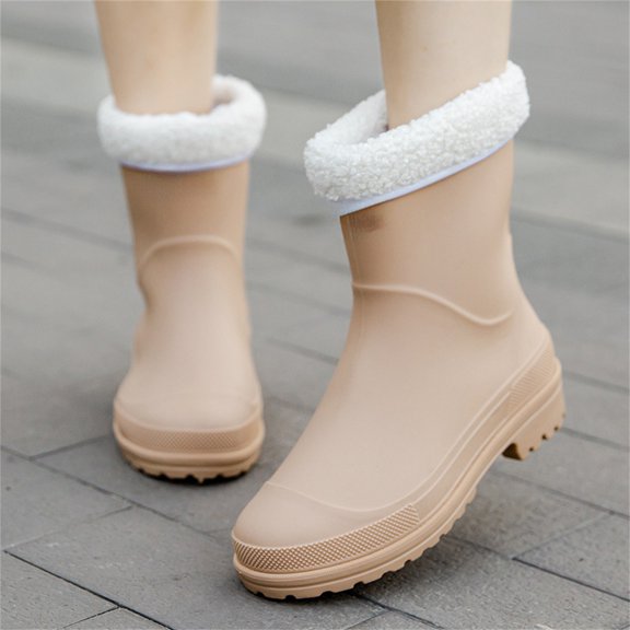 NOKIO Mid Calf Rain Shoes for Women Wate𝗋proof Ru𝖻𝖻er Rainboots Non-S𝗅ip Lightweight Mud Garden B𝗈𝗈𝑡𝑠 Comfort Hardwearing Outdoor Work Shoes for Fishing and Gradening Footwear