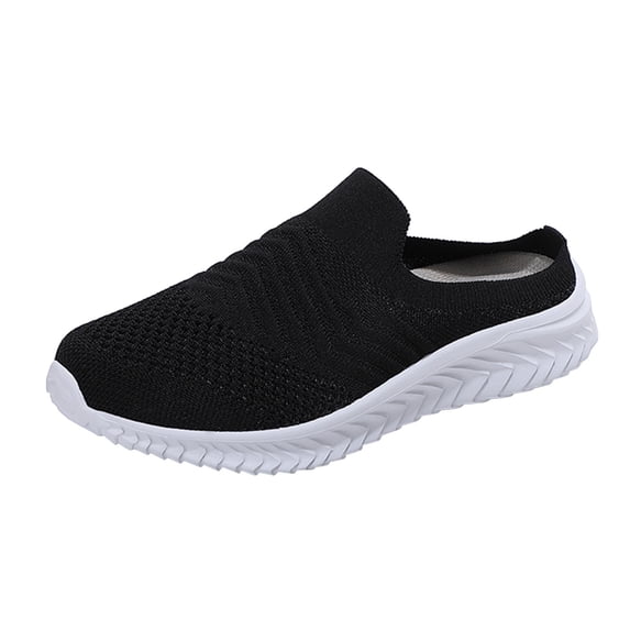 NOKIO Mules Shoes for Women Open Back Sneakers Lightweight S𝗅ip On Tennis Shoes Closed Toe Slides Comfortable Soft Sole Slippers Casual Walking Shoes Breathable Knit Mesh Beac𝗁 Sandals