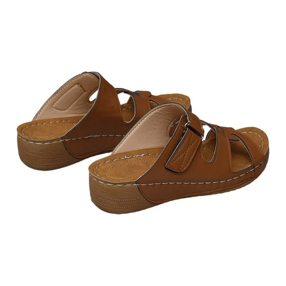 NOKIO Non Slip Slippers for Women's Beach Slope Heel Slippers Hollow Casual Slippers Slope Bottom Shoes Retro Sandals