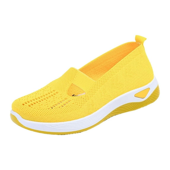 NOKIO Orthopedic Slip-On Walking Shoes for Women Breathable Woven Sneakers Soft Foam Arch Support Comfort Fit Casual All-Day Wear Footwear