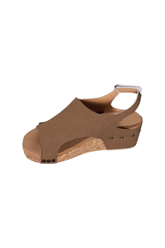 Orthopedic Wedge Sandals for Women Open Toe Ankle Strap Platform Sandals Women's Casual Side Hollow Belt Buckle Slope Bottom Roman Shoes Summer Fashion Ladies Sandals Shoes