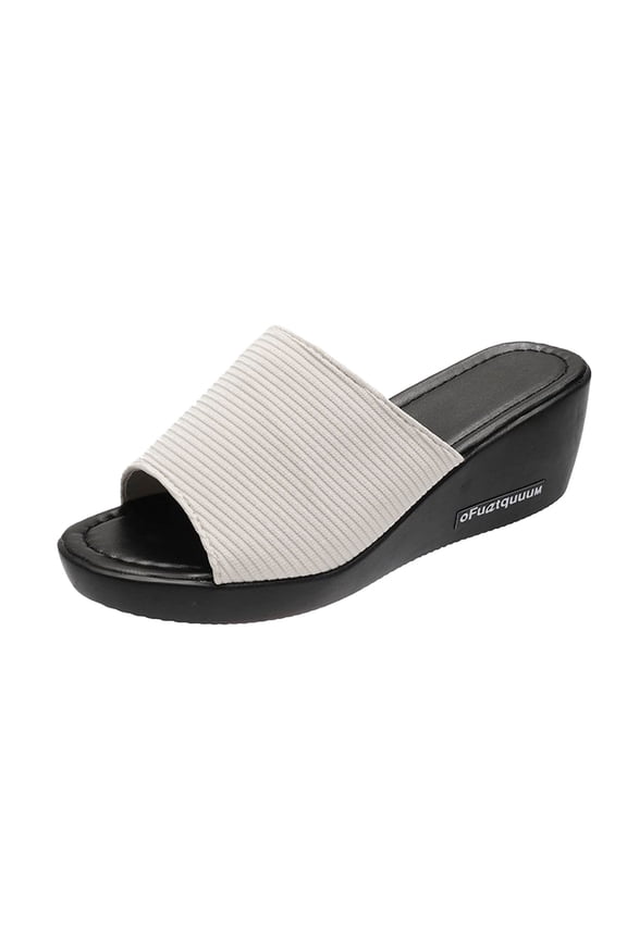 Platform Sandals Wedge Slips Open Toe Round Head Platform Slips Ladies Shoes Fashion Casual Wedges Platforms Beach Slippers Sandals Shoes Sandals For Women Summer Comfortable Beach Sandals