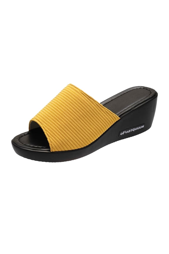 Platform Sandals Wedge Slips Open Toe Round Head Platform Slips Ladies Shoes Fashion Casual Wedges Platforms Beach Slippers Sandals Shoes Sandals For Women Summer Comfortable Beach Sandals