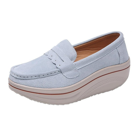 NOKIO Platform Sneakers for Women Round Toe Slip On Classic Wedge Heel Loafers Sneaker Comfortable Work Casual Shoes Women's Height Increasing Thick Sole Casual Shoes