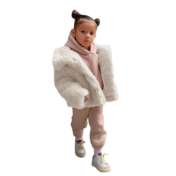 Tick Jacket NOKIO Plush Winter Coat for Girls Shaggy Fuzzy Jacket Round Collar Open ...