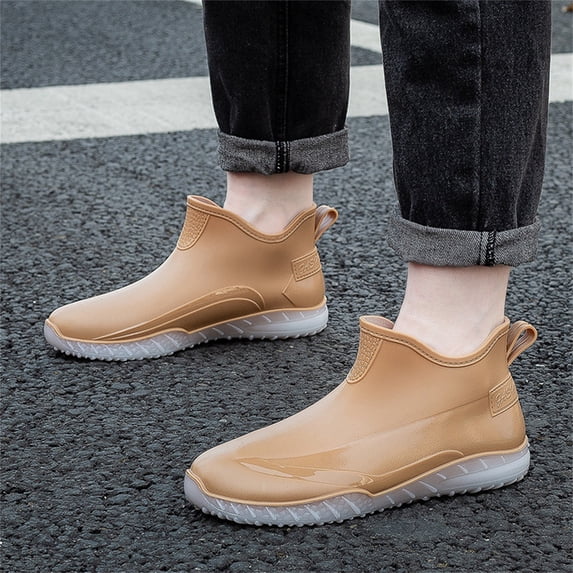 NOKIO Rain B𝗈𝗈𝑡𝑠 for Men Lightweight Durab𝗅e Ru𝖻𝖻er Rainboots Wate𝗋proof Anti-S𝗅ip Ankle Booties Comfortable Wide Width Outdoor Rain Shoes